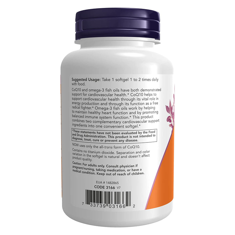 NOW Foods CoQ10 60 mg with Omega-3 Fish Oil 120 Softgels - DailyVita