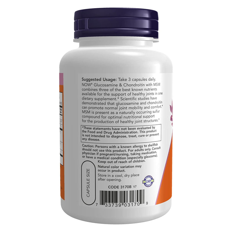 NOW Foods Glucosamine & Chondroitin with MSM 90 Veg Capsules - DailyVita