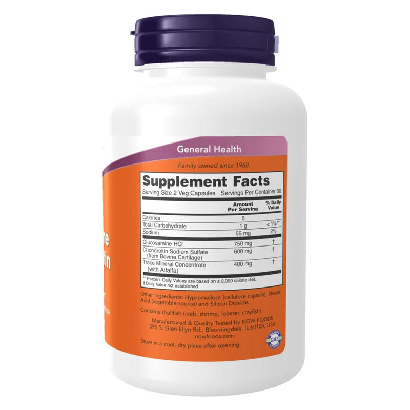 NOW Foods Glucosamine & Chondroitin with Trace Minerals 120 Veg Capsules - DailyVita