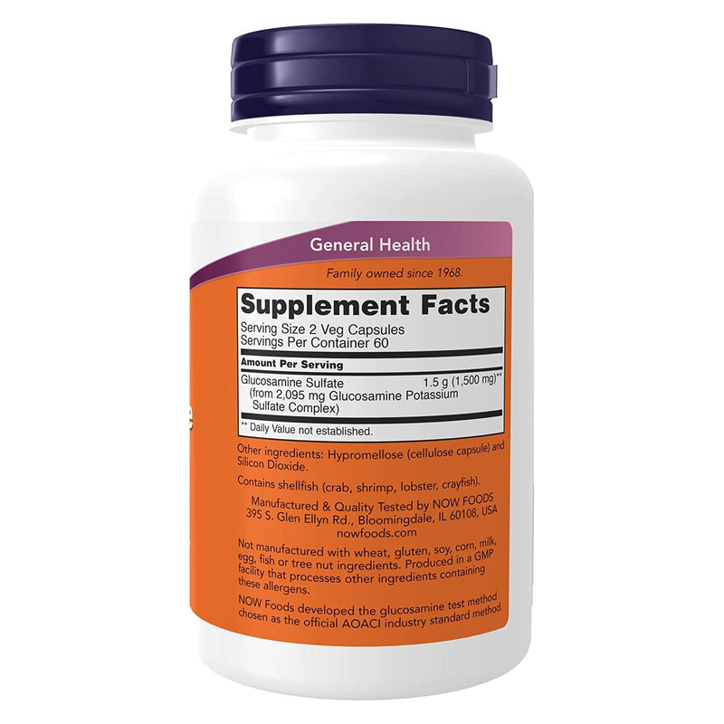 NOW Foods Glucosamine Sulfate 750 mg 120 Veg Capsules - DailyVita