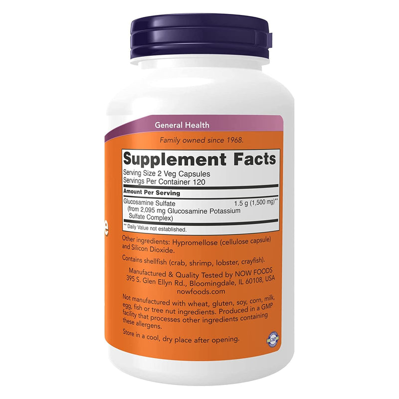 NOW Foods Glucosamine Sulfate 750 mg 240 Veg Capsules - DailyVita