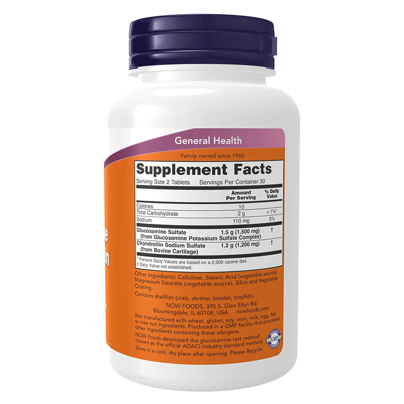 NOW Foods Glucosamine & Chondroitin Extra Strength 60 Tablets - DailyVita