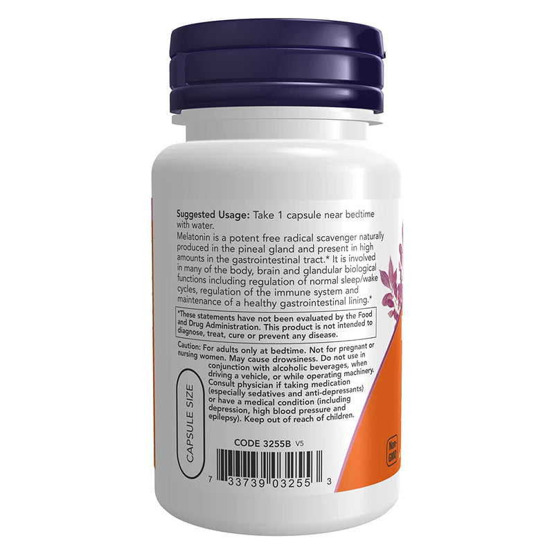NOW Foods Melatonin 3 mg 60 Veg Capsules - DailyVita