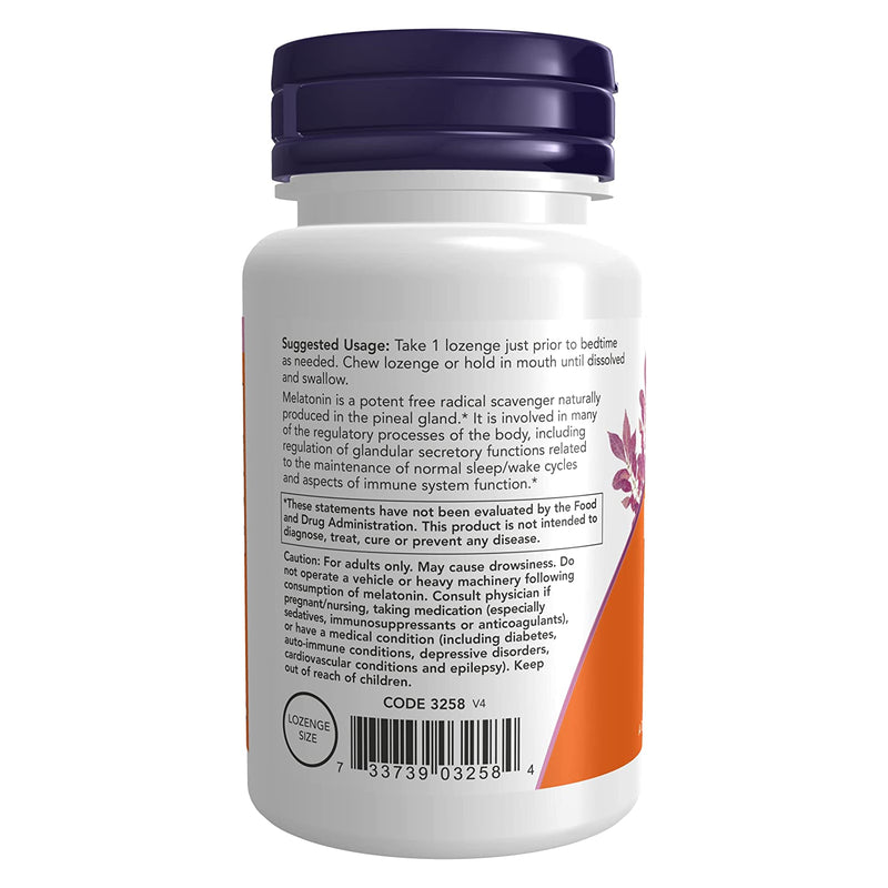 NOW Foods Melatonin 3 mg Chewable 90 Lozenges - DailyVita