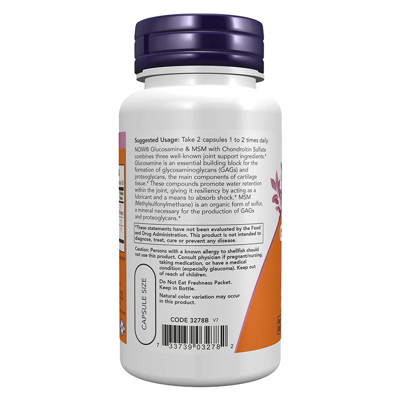 NOW Foods Glucosamine & MSM 60 Veg Capsules - DailyVita