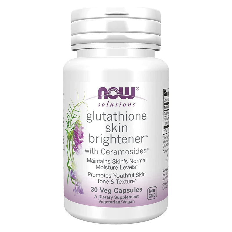 NOW Foods Glutathione Skin Brightener with Ceramosides 30 Veg Capsules - DailyVita