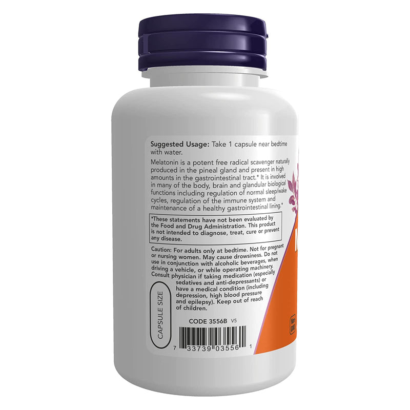 NOW Foods Melatonin 5 mg 180 Veg Capsules - DailyVita