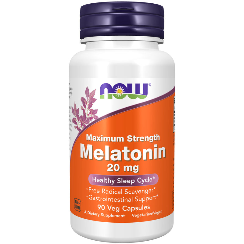 NOW Foods Melatonin Maximum Strength 20 mg 90 Veg Capsules - DailyVita