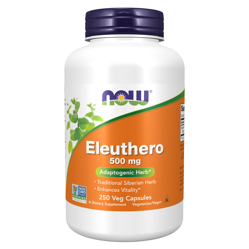 NOW Foods Eleuthero 500 mg 250 Veg Capsules - DailyVita