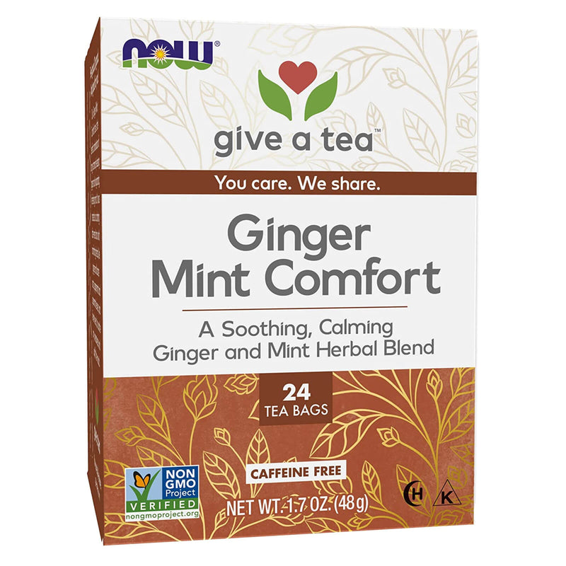 NOW Foods Ginger Mint Comfort Tea 24 Tea Bags - DailyVita