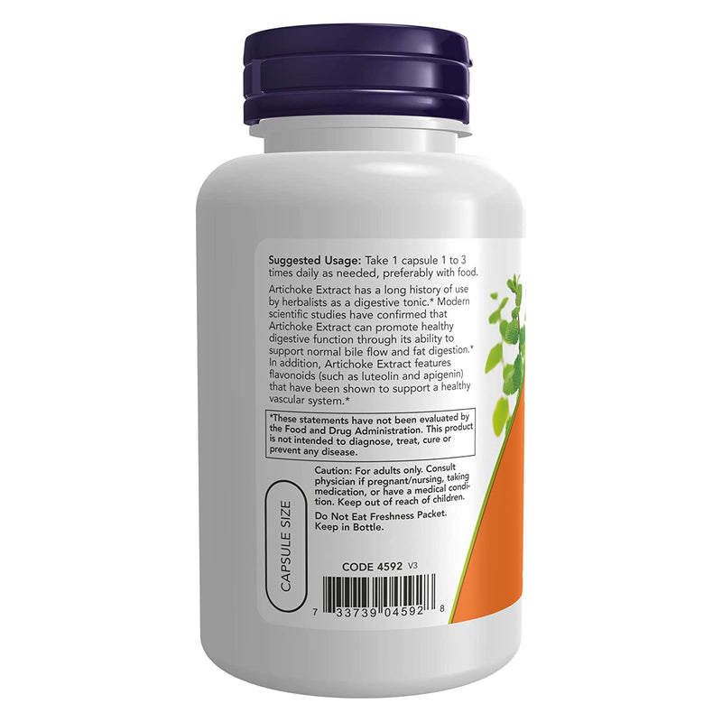NOW Foods Artichoke Extract 450 mg 90 Veg Capsules - DailyVita
