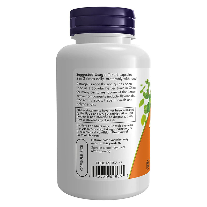 NOW Foods Astragalus 500 mg 100 Veg Capsules - DailyVita