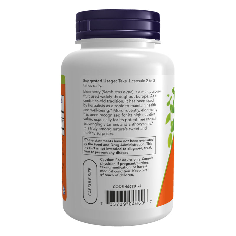 NOW Foods Elderberry 500 mg 120 Veg Capsules - DailyVita