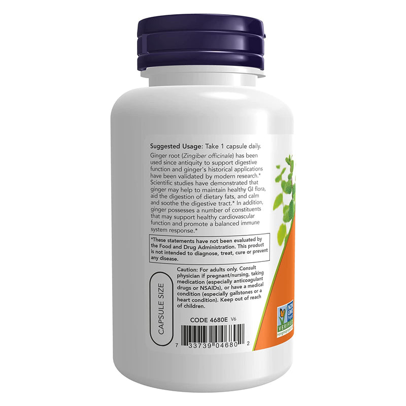 NOW Foods Ginger Root 550 mg 100 Veg Capsules - DailyVita