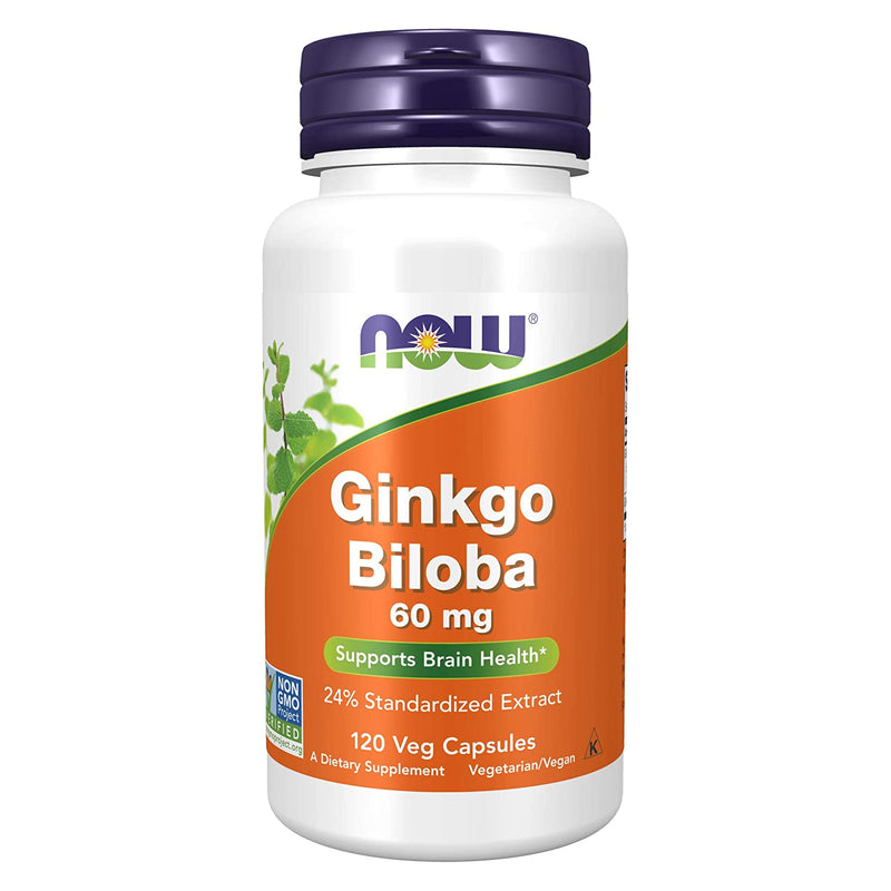 NOW Foods Ginkgo Biloba 60 mg 120 Veg Capsules - DailyVita