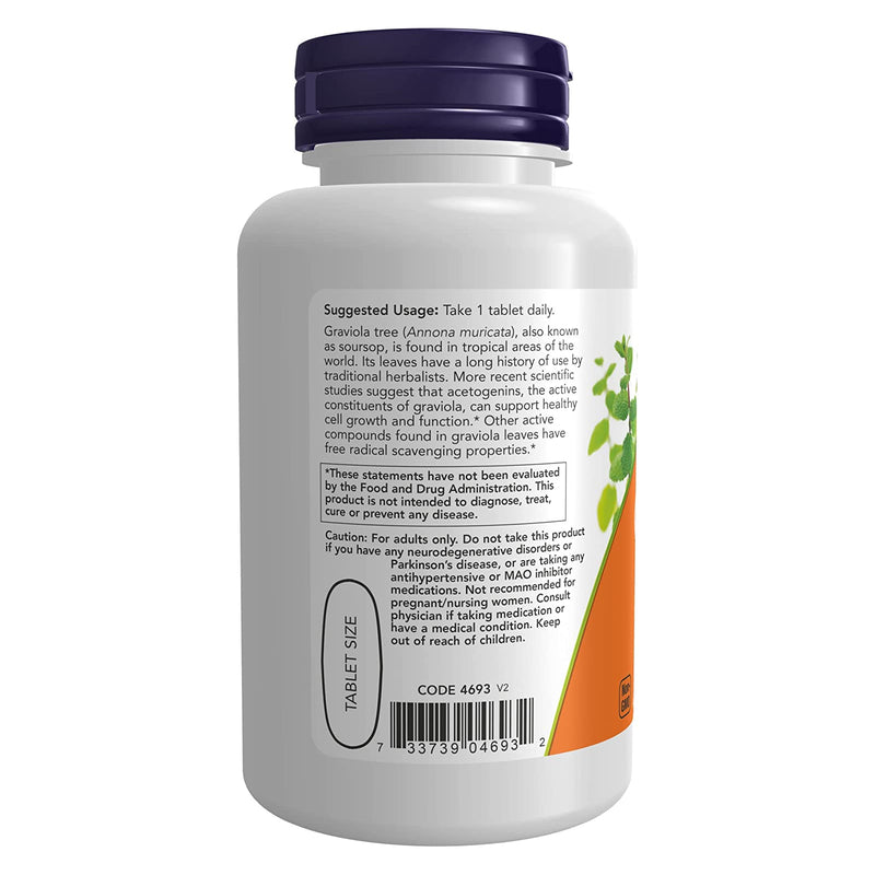 NOW Foods Graviola 1000 mg Double Strength 90 Tablets - DailyVita