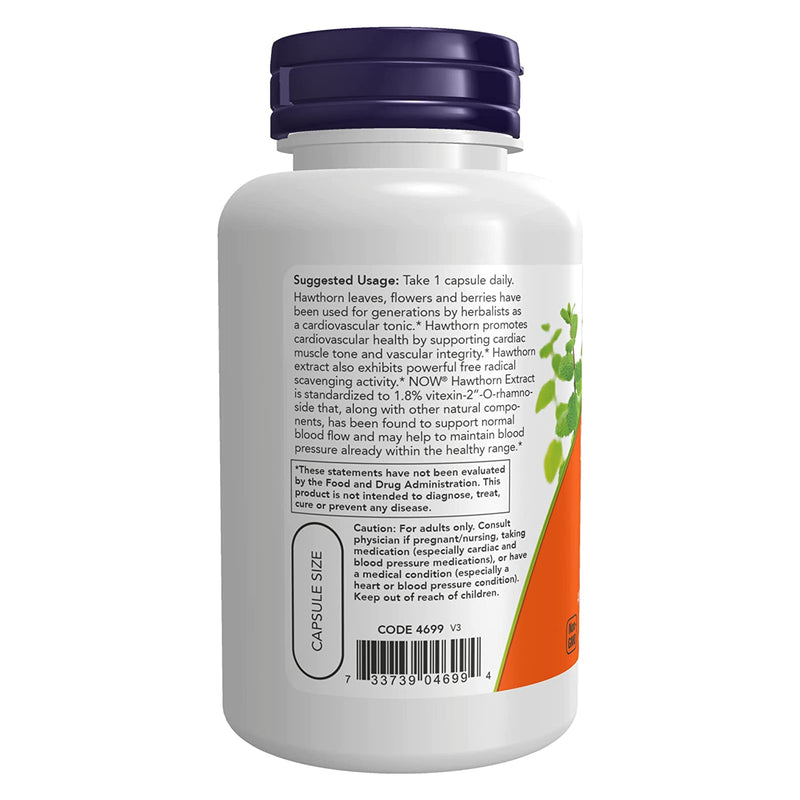 NOW Foods Hawthorn Extract 600 mg Extra Strength 90 Veg Capsules - DailyVita