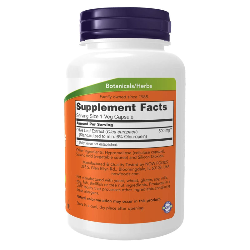 NOW Foods Olive Leaf Extract 500 mg 120 Veg Capsules - DailyVita