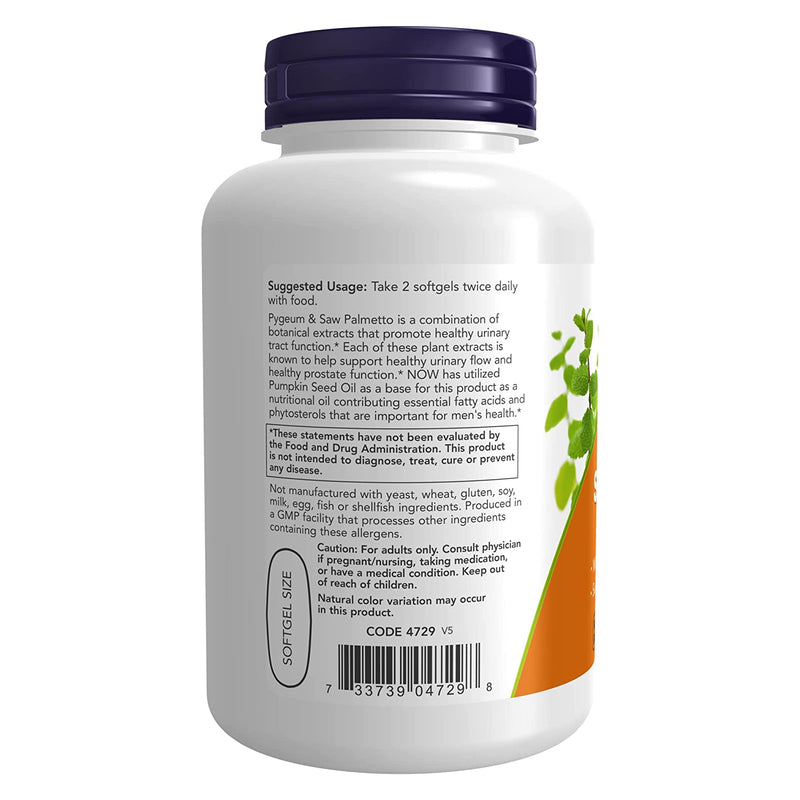 NOW Foods Pygeum & Saw Palmetto 120 Softgels - DailyVita