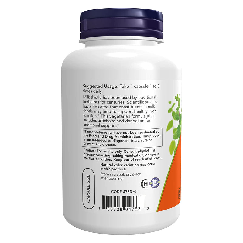 NOW Foods Milk Thistle Extract Double Strength 300 mg 200 Veg Capsules - DailyVita