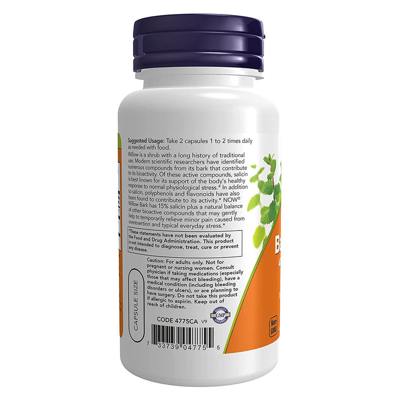 NOW Foods Willow Bark Extract 400 mg 100 Veg Capsules - DailyVita