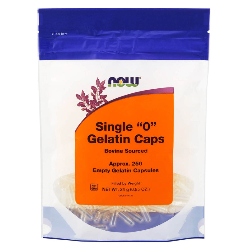 NOW Foods Empty Capsules Gelatin Single 0" 250 gel caps" - DailyVita
