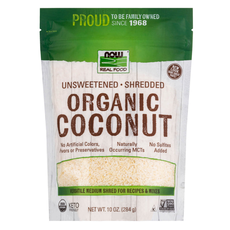NOW Foods Coconut Organic Unsweetened & Shredded 10 oz - DailyVita
