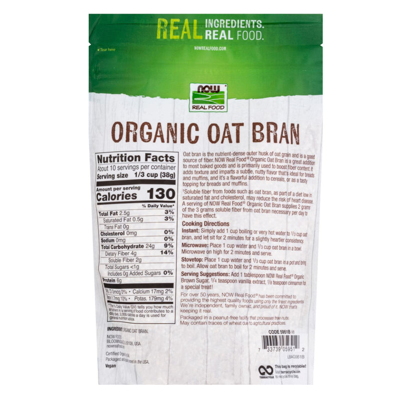 NOW Foods Oat Bran Organic 14 oz - DailyVita