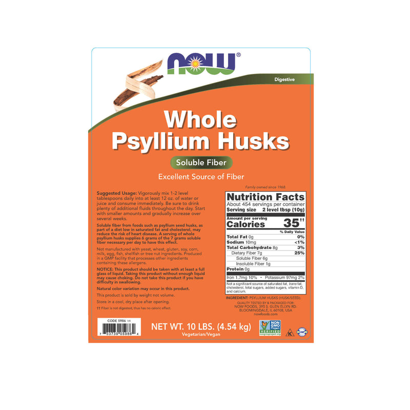 NOW Foods Psyllium Husks Whole 160 oz (10 lbs.) - DailyVita