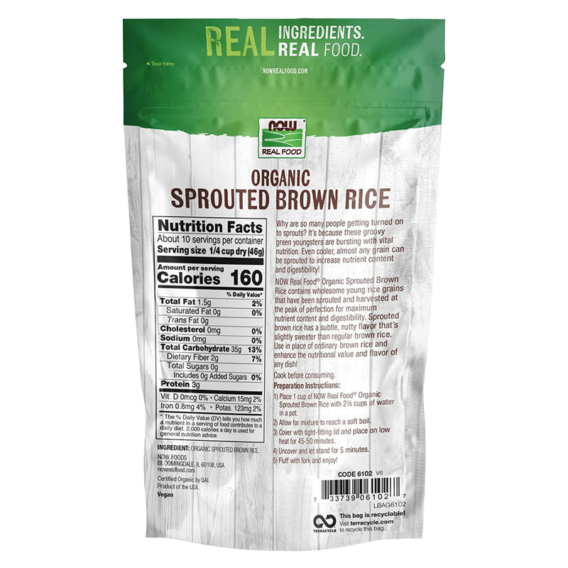 NOW Foods Sprouted Brown Rice Organic 16 oz - DailyVita