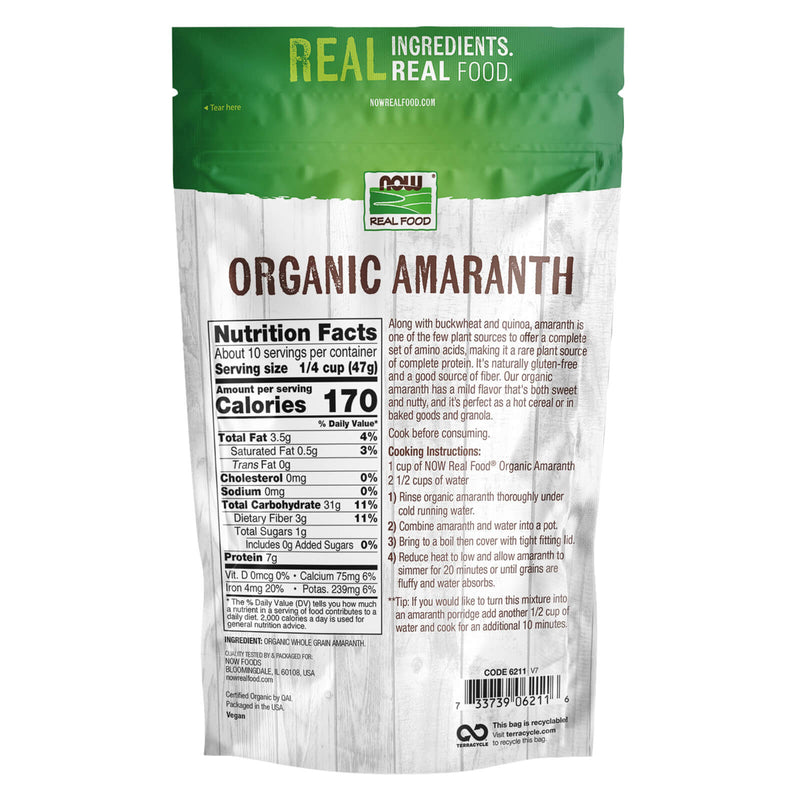 NOW Foods Amaranth Whole Grain Organic 16 oz - DailyVita