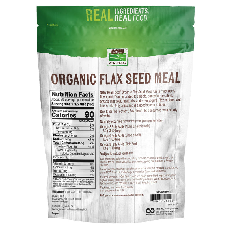 NOW Foods Flax Seed Meal Organic 22 oz - DailyVita