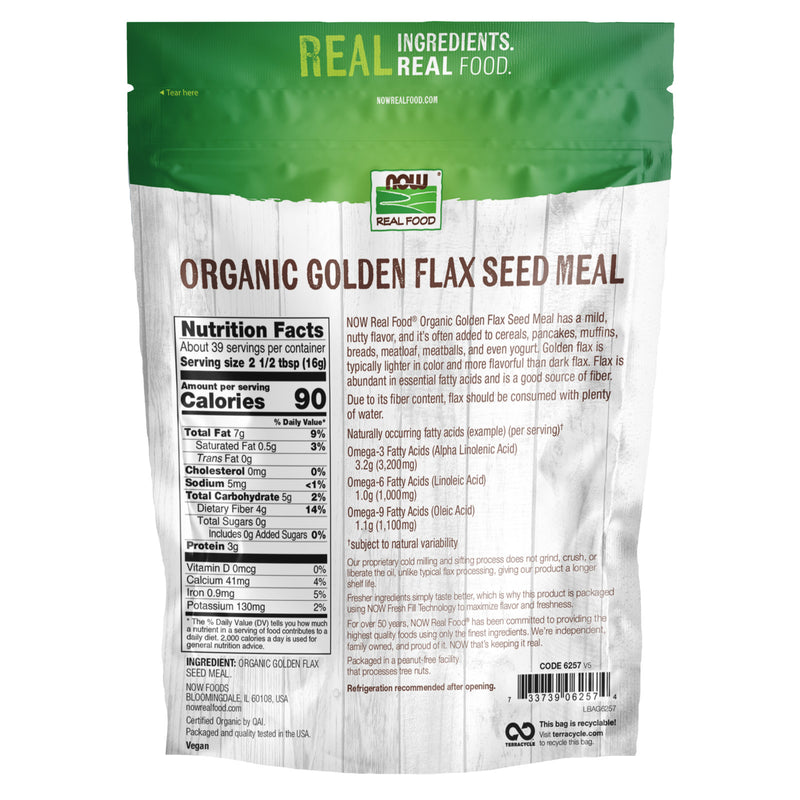 NOW Foods Golden Flax Seed Meal Organic 22 oz - DailyVita