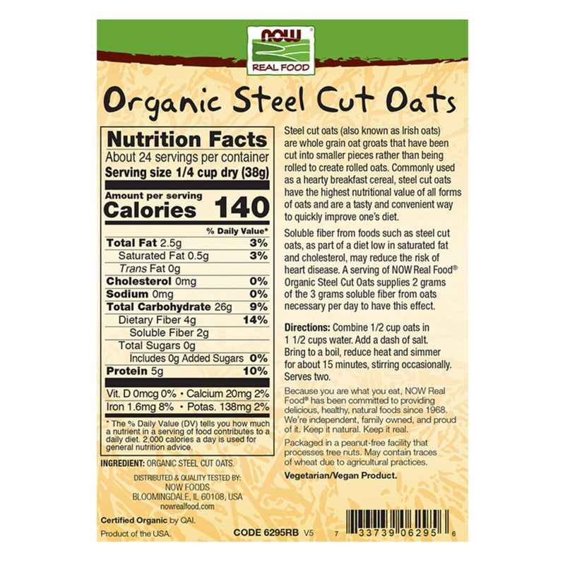 NOW Foods Steel Cut Oats Organic 2 lb - DailyVita