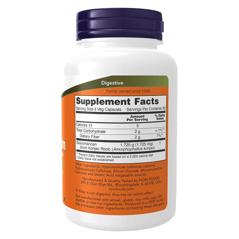 NOW Foods Glucomannan 575 mg 180 Veg Capsules - DailyVita