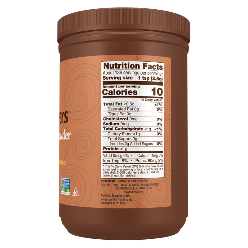 NOW Foods Cocoa Powder Organic 12 oz - DailyVita