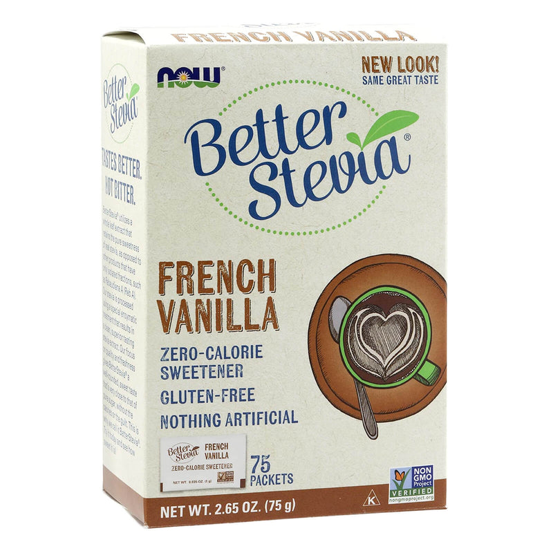 NOW Foods BetterStevia French Vanilla 75 Packets/Box - DailyVita