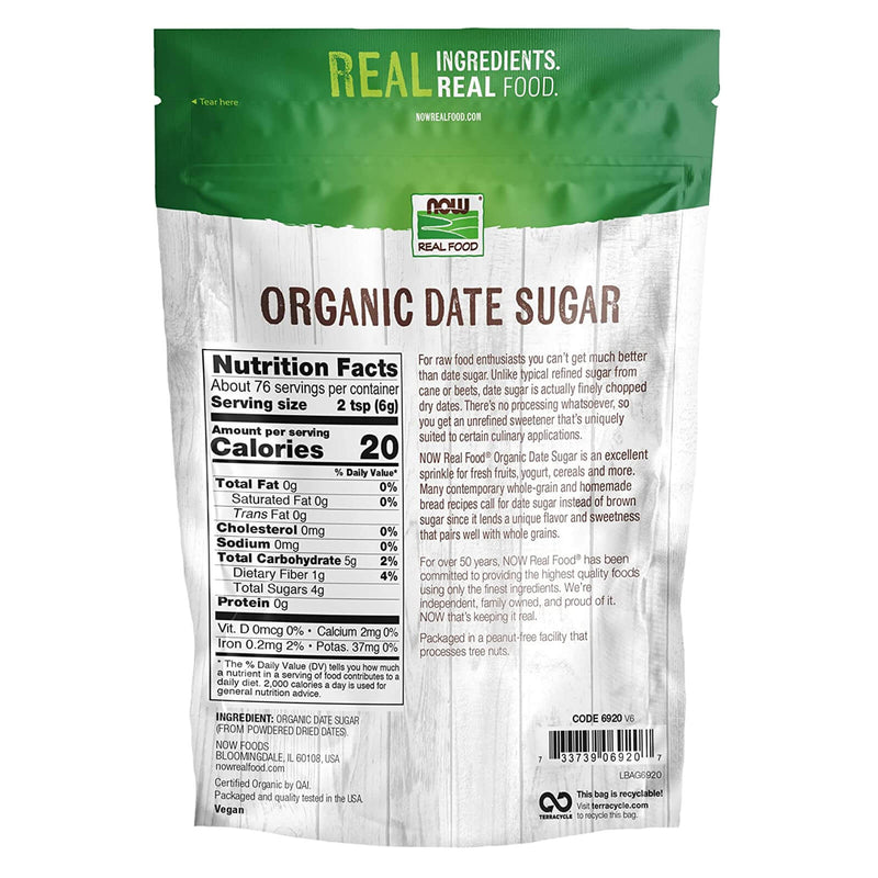 NOW Foods Date Sugar Organic 1 lb - DailyVita