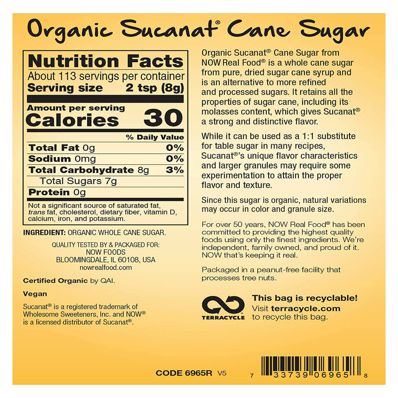 NOW Foods Sucanat Cane Sugar Organic 2 lb - DailyVita