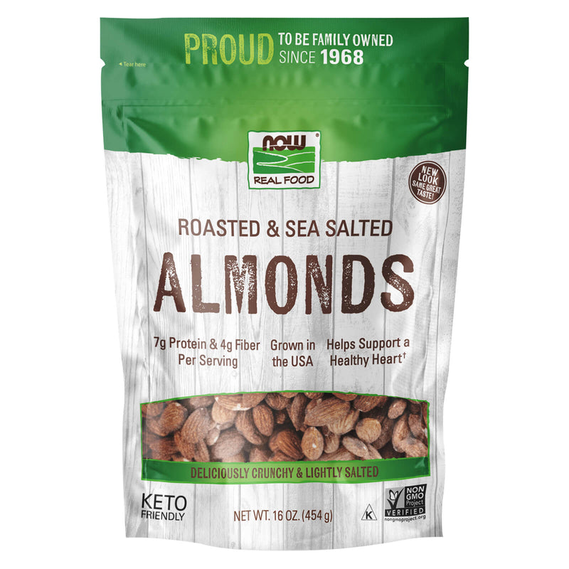 NOW Foods Almonds Roasted & Sea Salted 1 lb - DailyVita