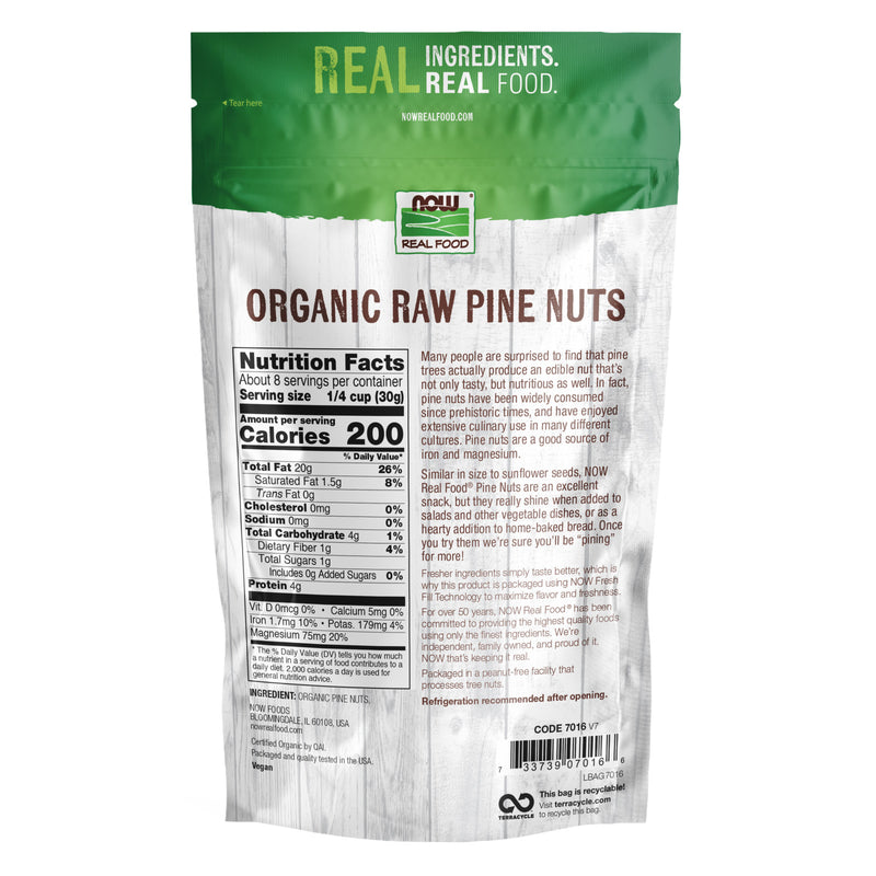 NOW Foods Pine Nuts Raw Organic 8 oz - DailyVita