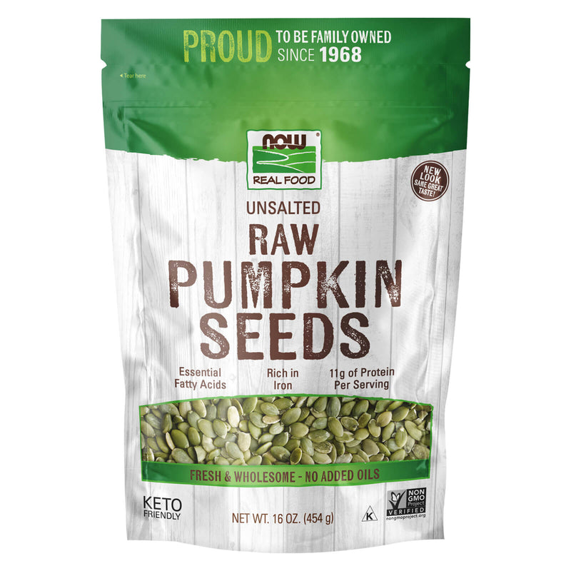 NOW Foods Pumpkin Seeds Raw & Unsalted 16 oz - DailyVita