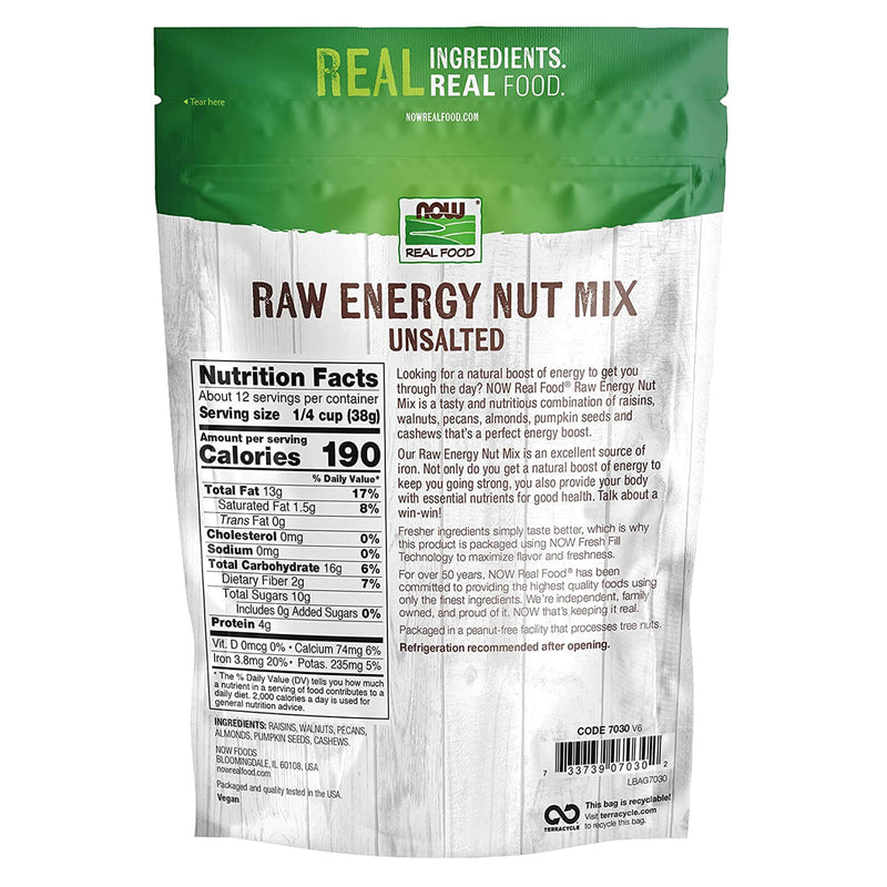 NOW Foods Raw Energy Nut Mix Unsalted 16 oz - DailyVita