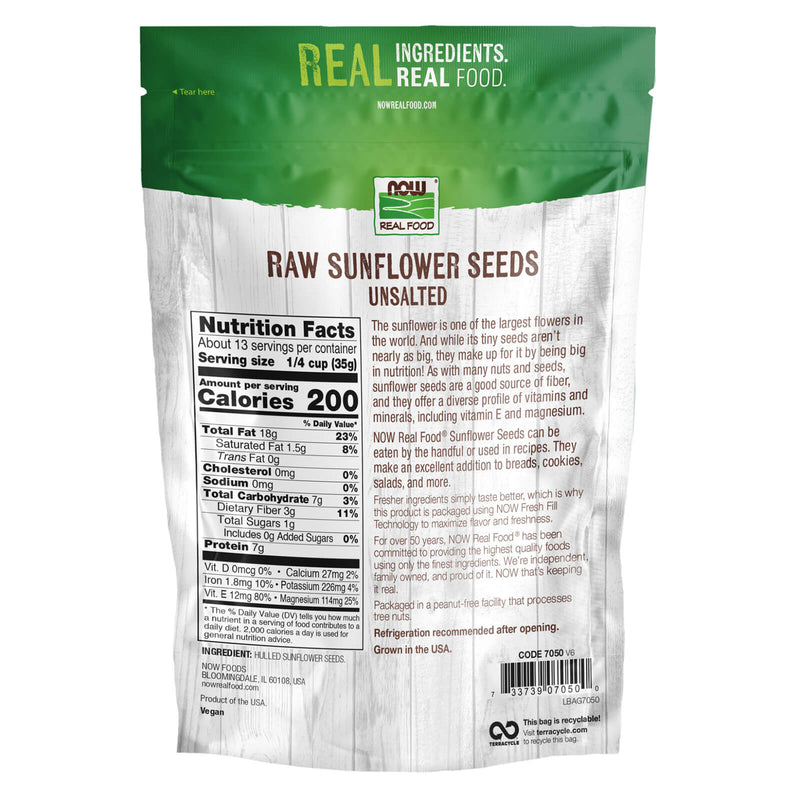 NOW Foods Sunflower Seeds Raw & Unsalted 1 lb - DailyVita