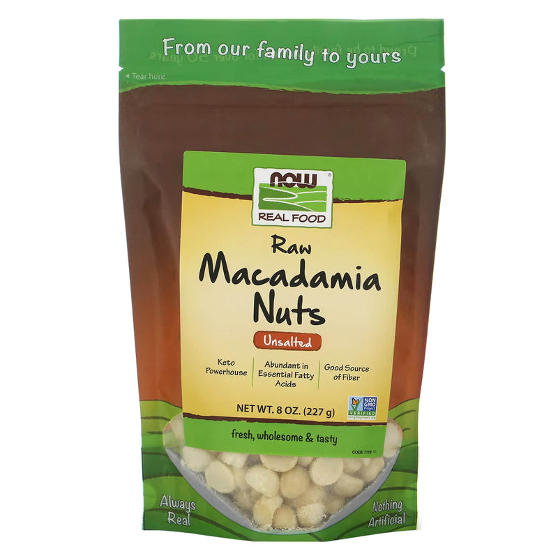 NOW Foods Macadamia Nuts Raw & Unsalted 8 oz - DailyVita
