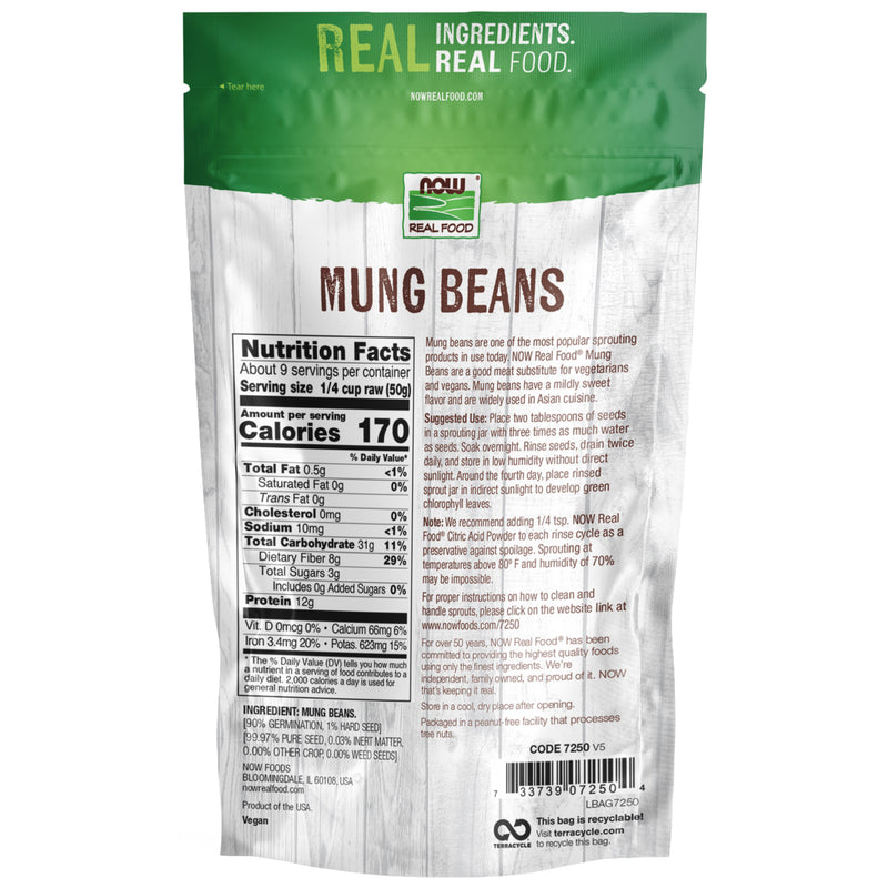 NOW Foods Mung Beans 1lb Clearance Sealed New Best By 12/2023 20% Off - DailyVita