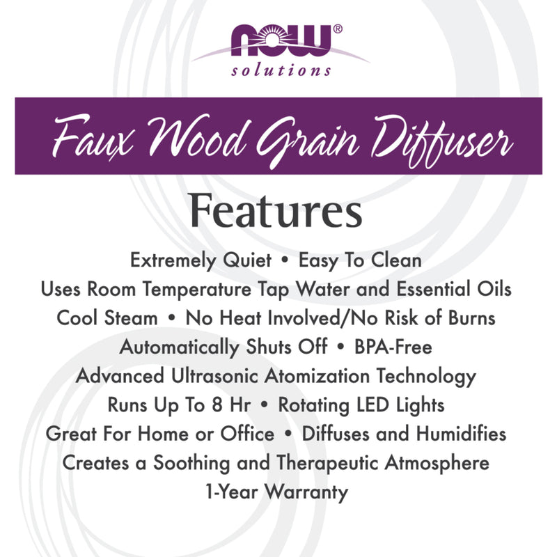 NOW Foods Ultrasonic Faux Wood Oil Diffuser - DailyVita