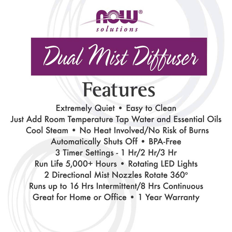 NOW Foods Ultrasonic Dual Mist Oil Diffuser - DailyVita