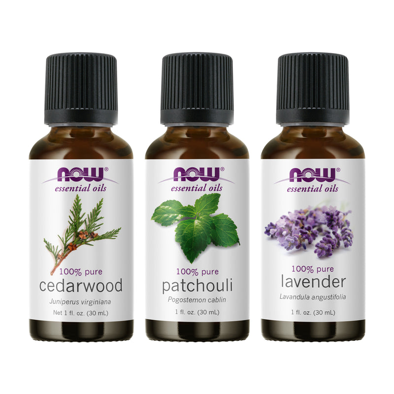 NOW Foods Essential Oil Bundle: Keep Calm & Study (Lavender Cedarwood Patchouli) - DailyVita