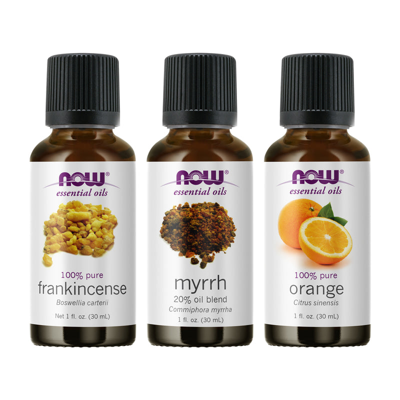 NOW Foods Essential Oil Bundle: The Wise Men's Gift (Frankincense Myrrh Orange) - DailyVita